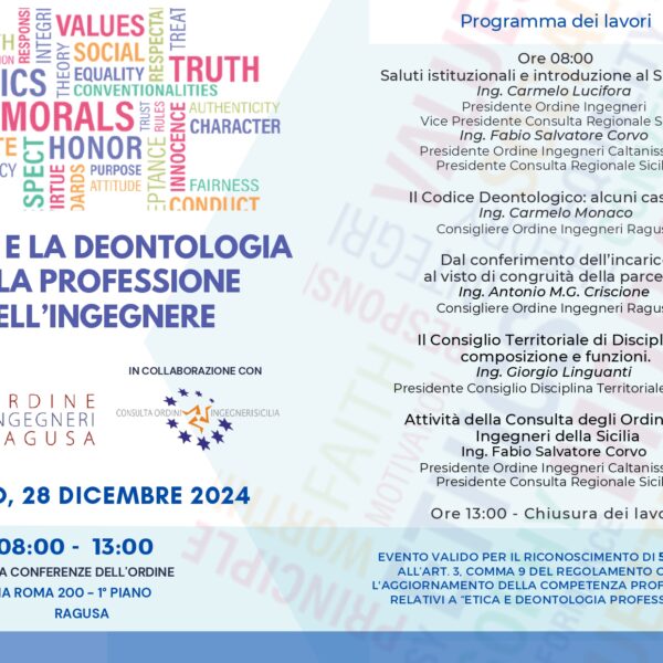 L’ETICA E LA DEONTOLOGIA NELLA PROFESSIONE DELL’INGEGNERE // Ragusa 28…